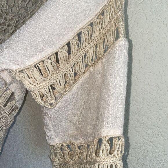 Women Boho Open Crochet Whimsy Lagenlook Artsy Cottagecore Fairycore Cover Up - Picture 5 of 8